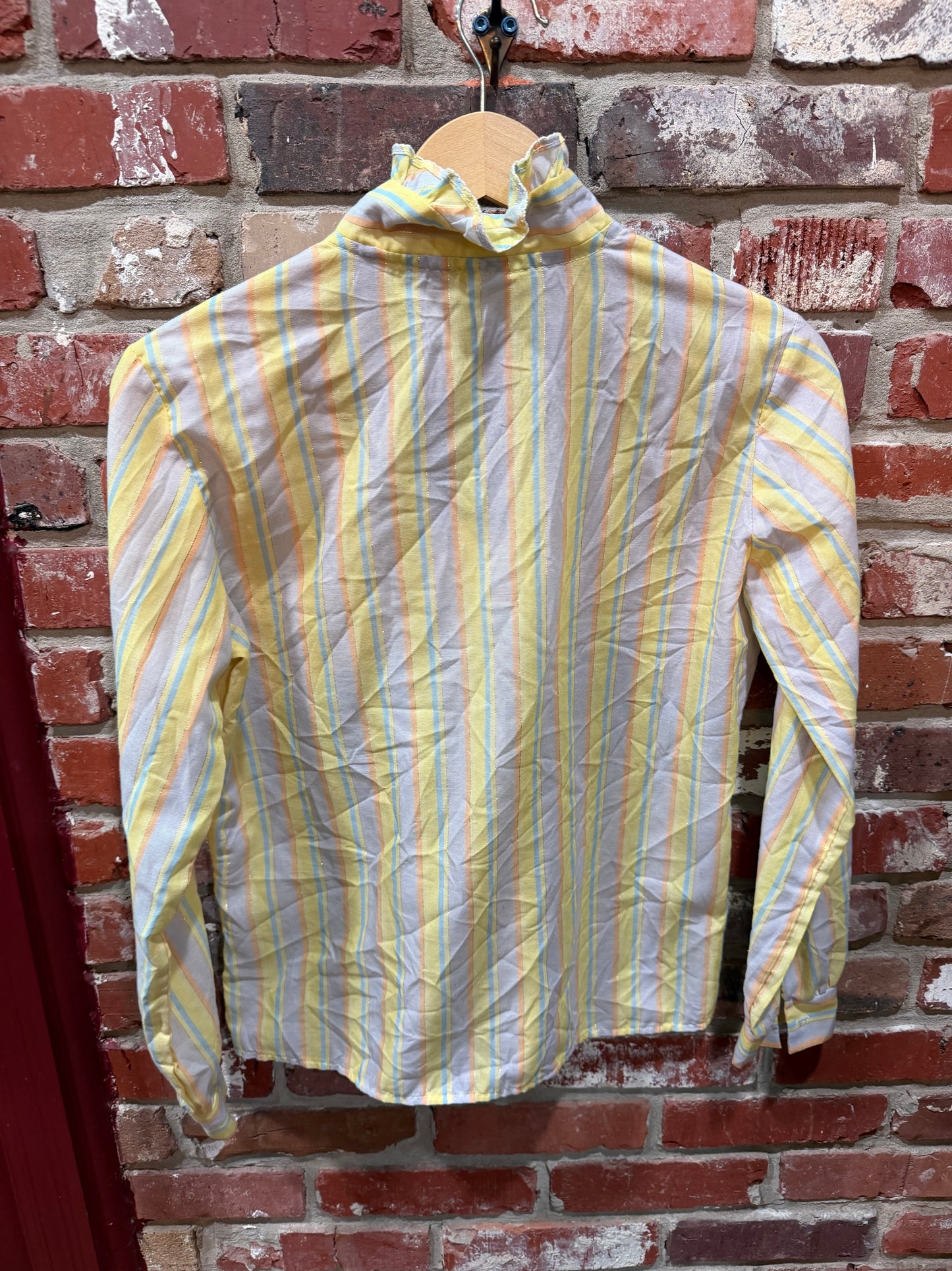 70s Top This Yellow Ruffle Blouse