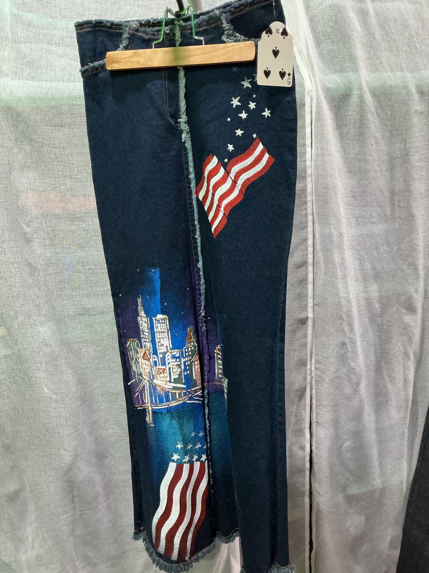 Hand painted denim maxi skirt