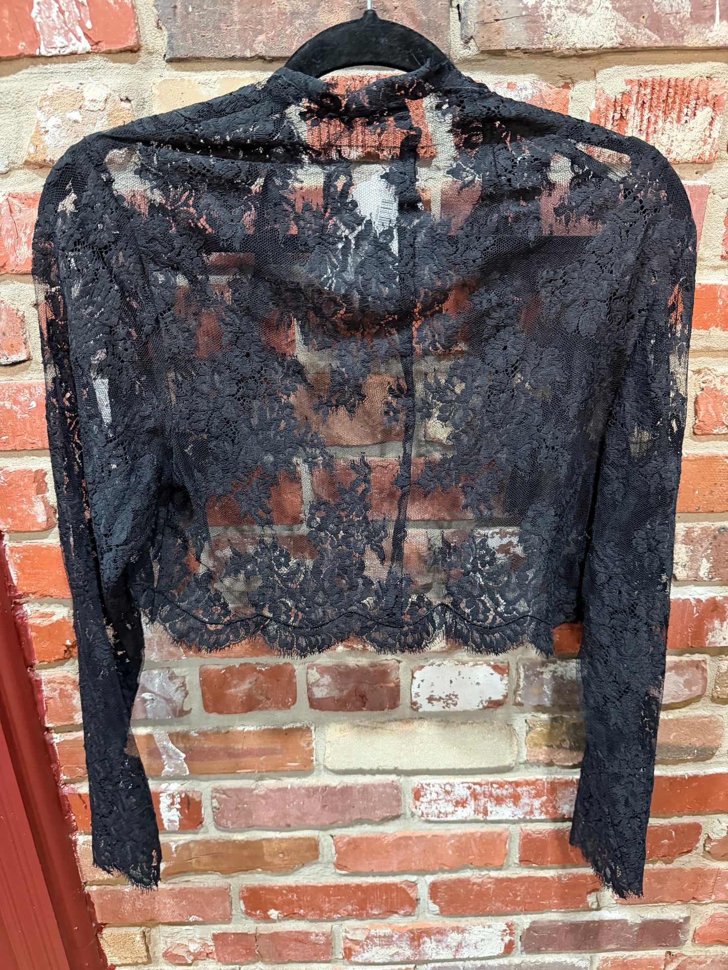 Black Lace Cropped Cardigan