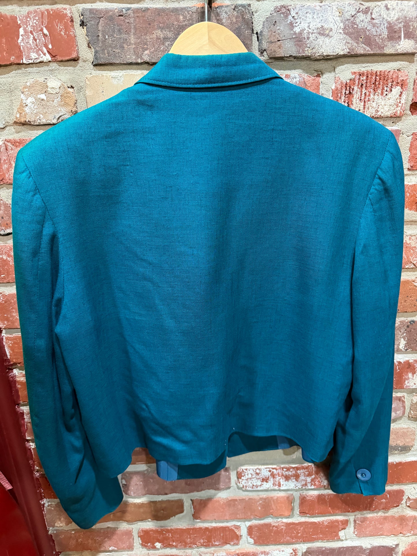 Club Classics Teal Double-Breasted Cropped Blazer