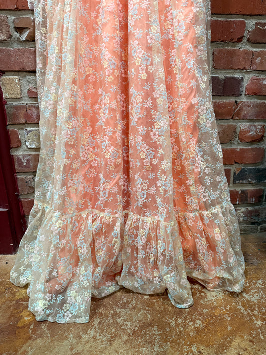 70s Floral Prairie Dress