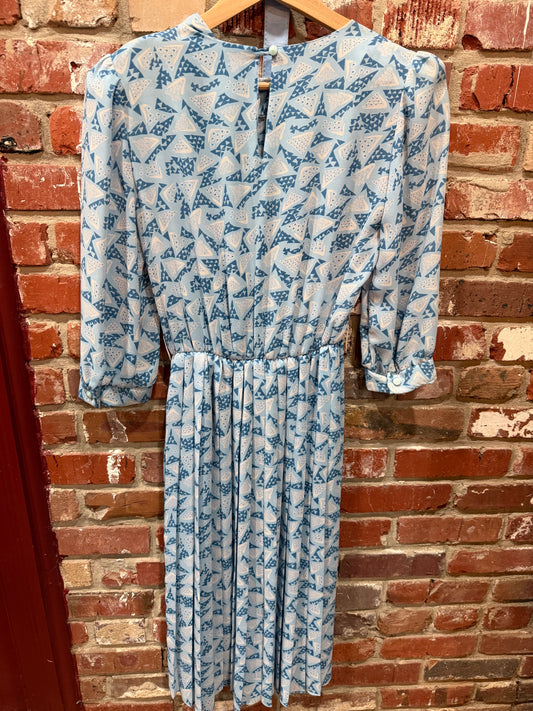 Powder Blue Geometric Print Day Dress