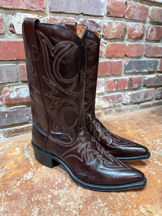 Dark Brown Flame Stitch Boots