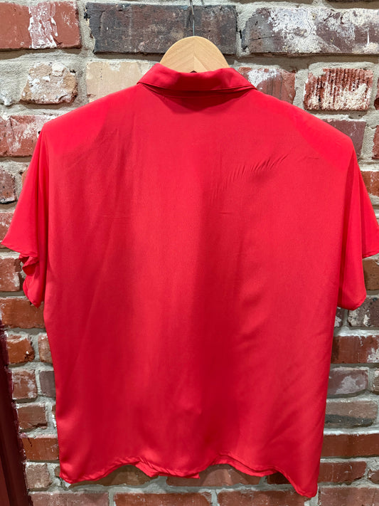 Haberdas Her Red Rose Blouse