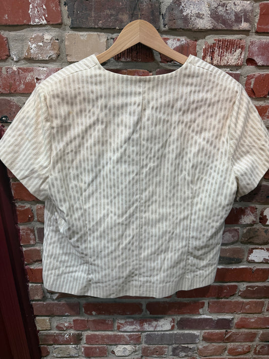 Cropped Button-Front Blouse