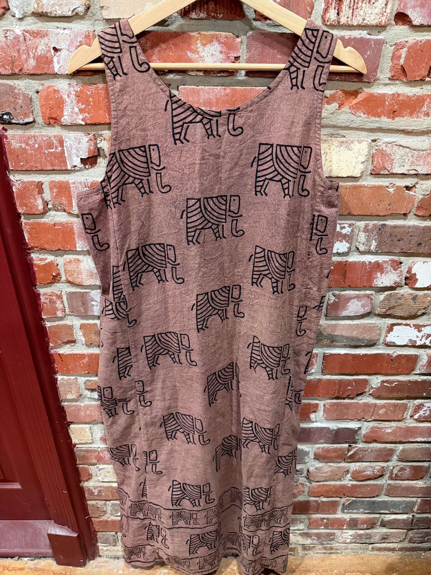 Brown Elephant Print Dress