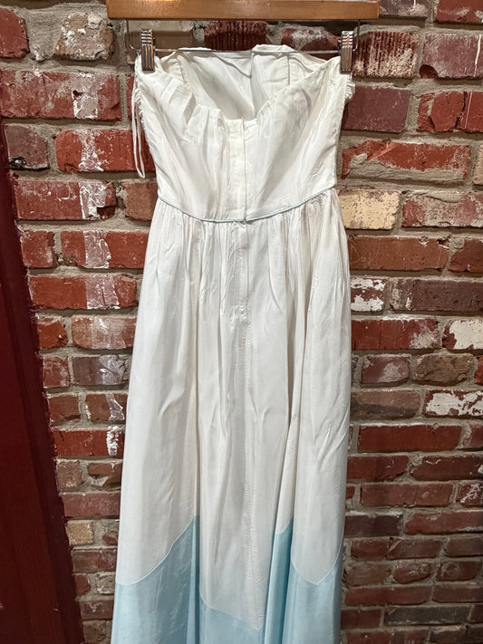 Candi Jones Blue/White Strapless Dress