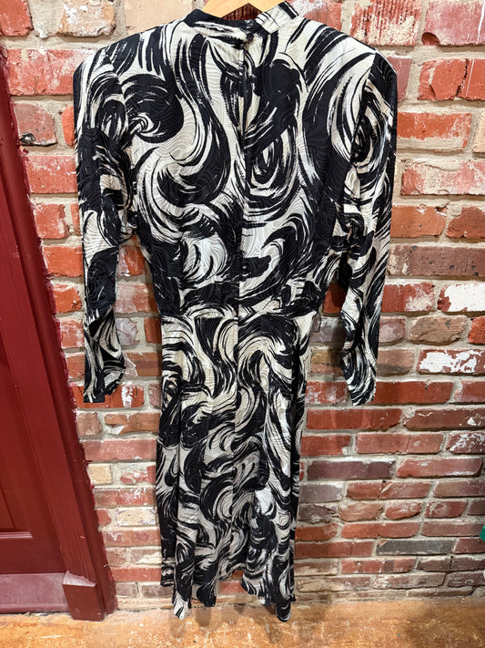 Argenti Abstract Black Silk Dress