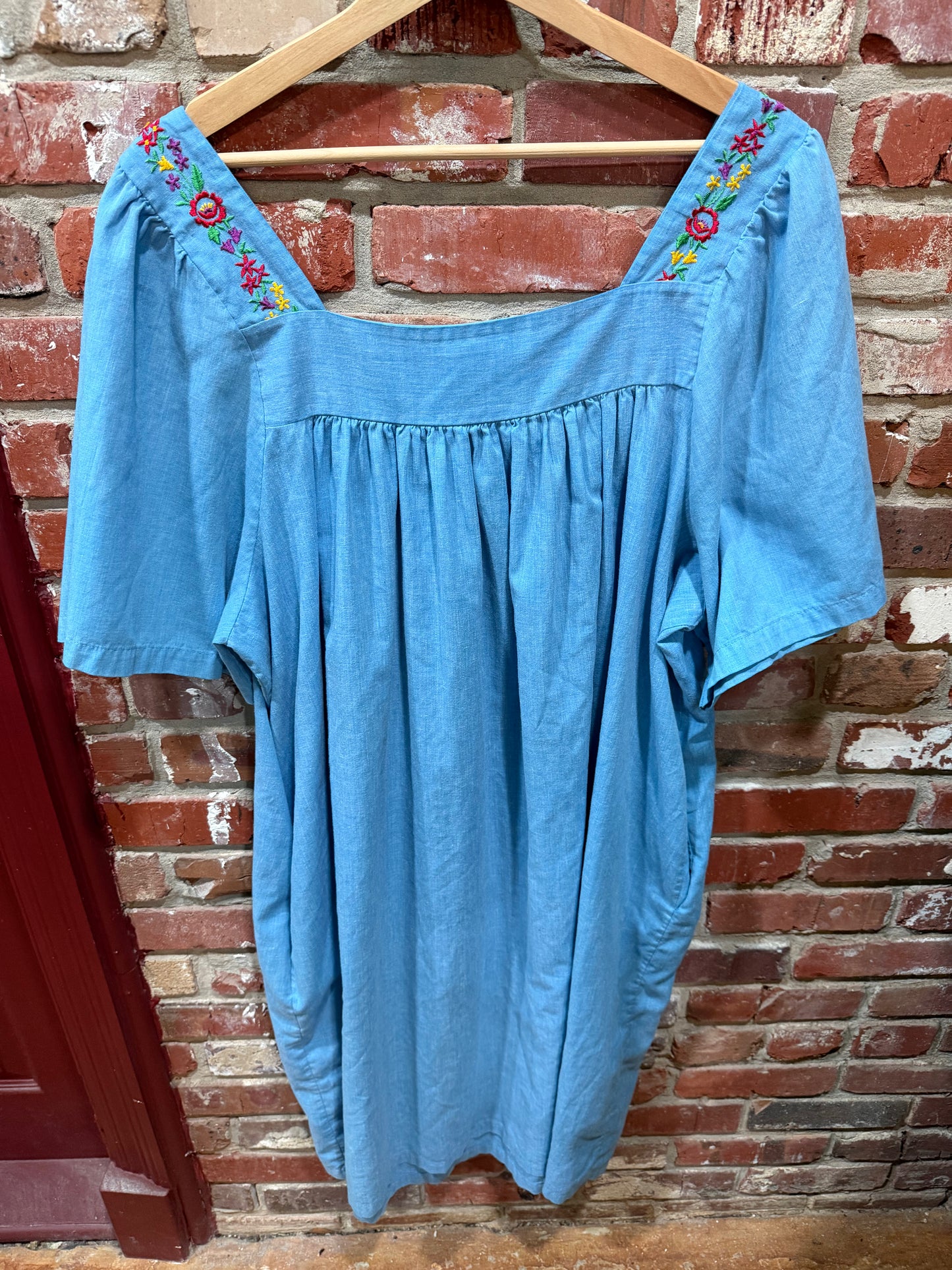 Carole Blue Floral Embroidered Dress