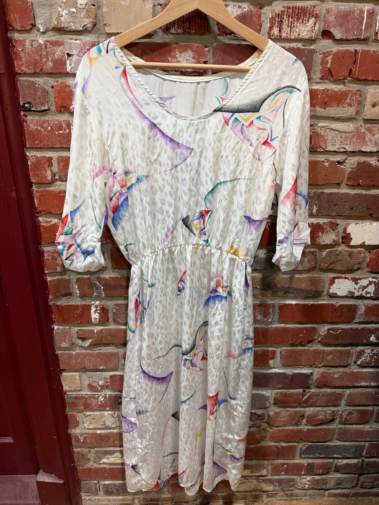Melissa Lane White Abstract Dress