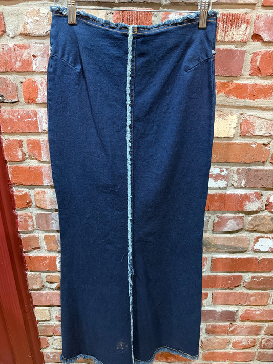 Hand-painted Denim Maxi Skirt