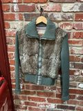 Rabbit Fur & Wool Knit Zip Jacket