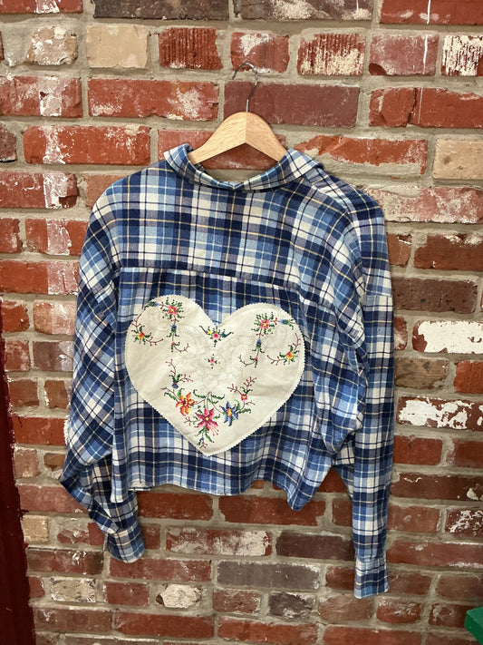 GBL Cropped Heart Patch Flannel