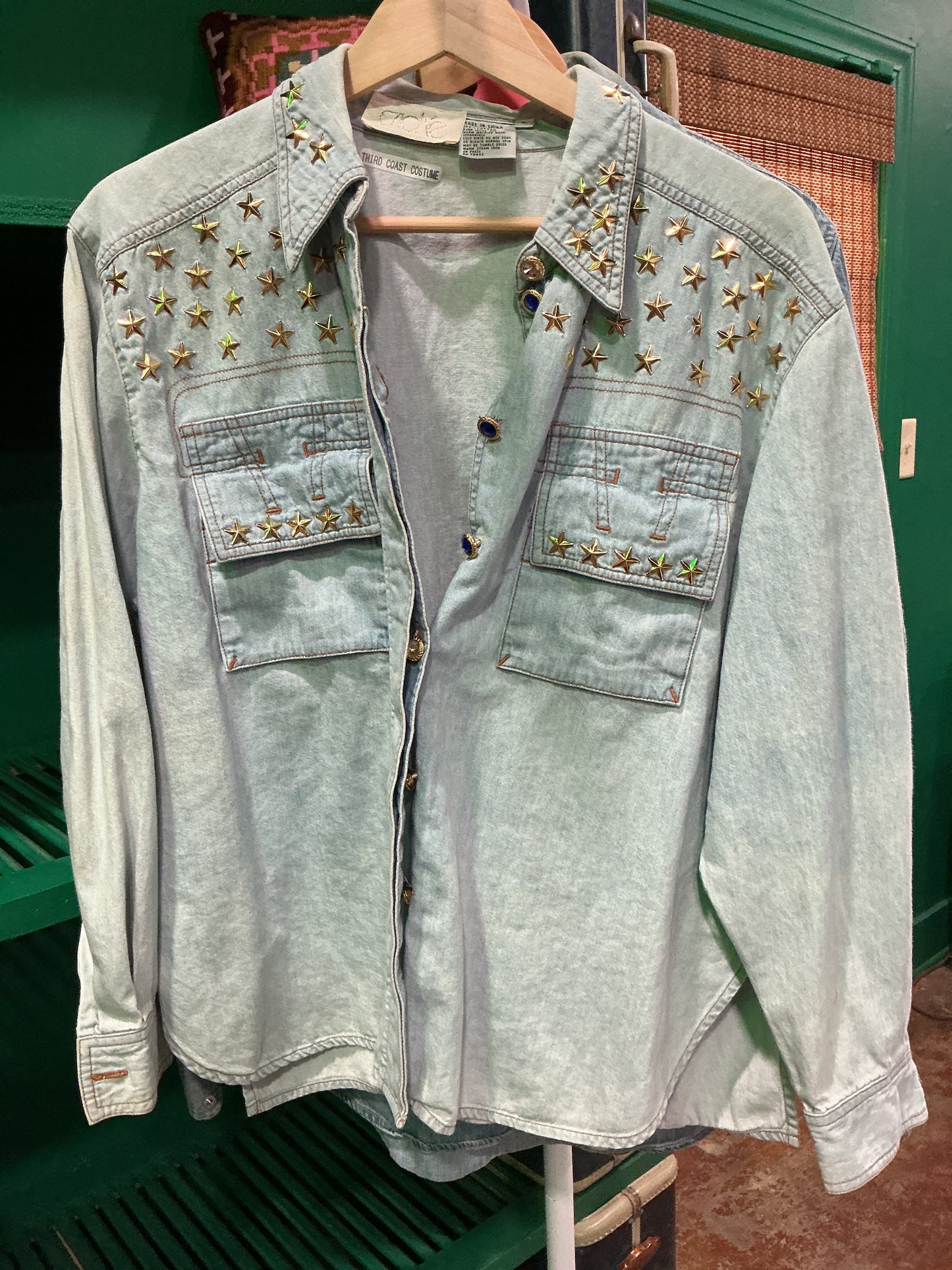 Star stud denim shirt