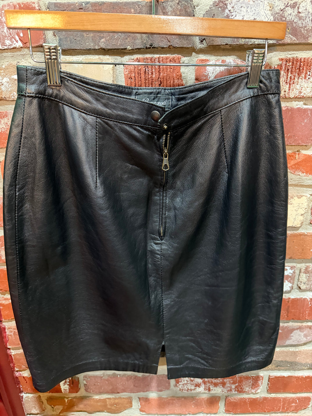 Romagroli Black Leather Skirt