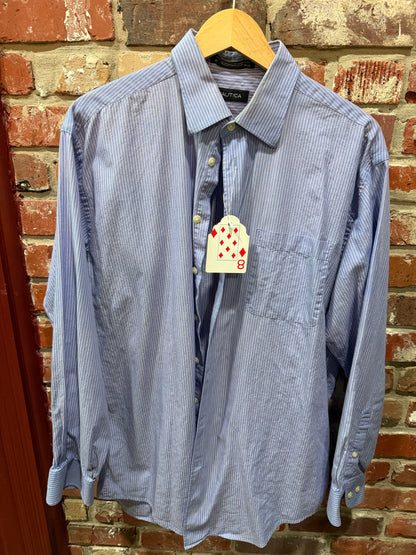 Nautica Purple Pinstripe Button Down