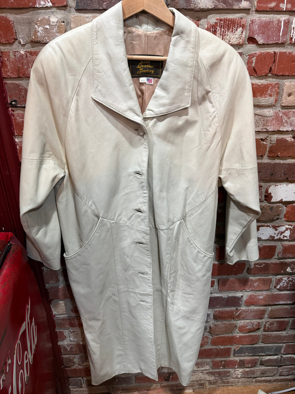 One Leather Factory Beige Leather Trench