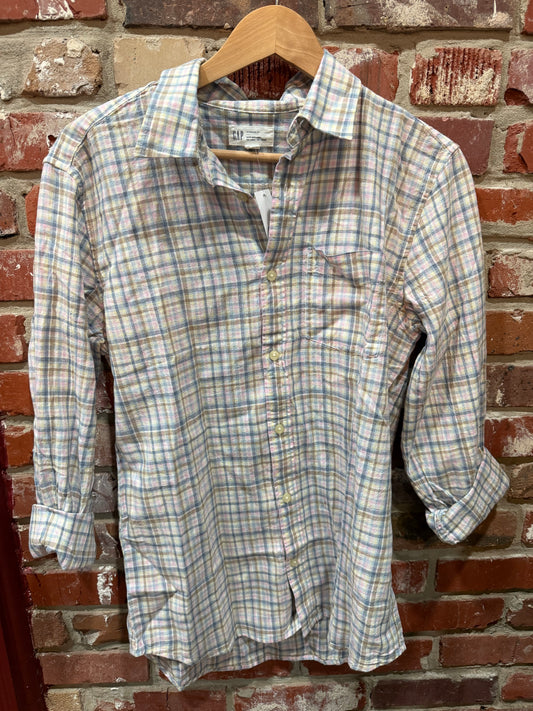 Gap Linen Plaid Button Down