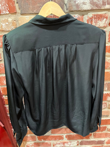 SK & Company Satin-Finished Notched Collar Blouse