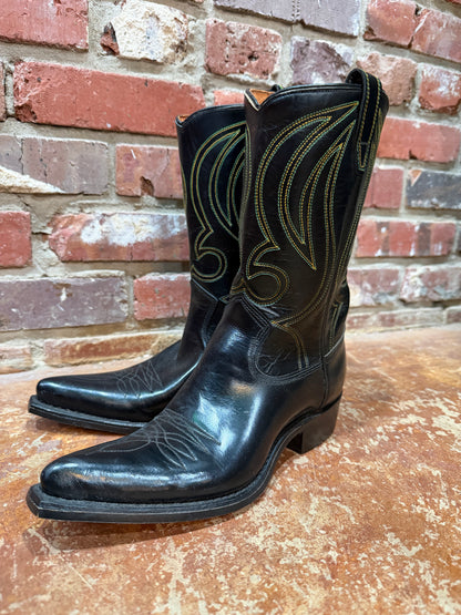 Black Yellow Stitch Short Boots