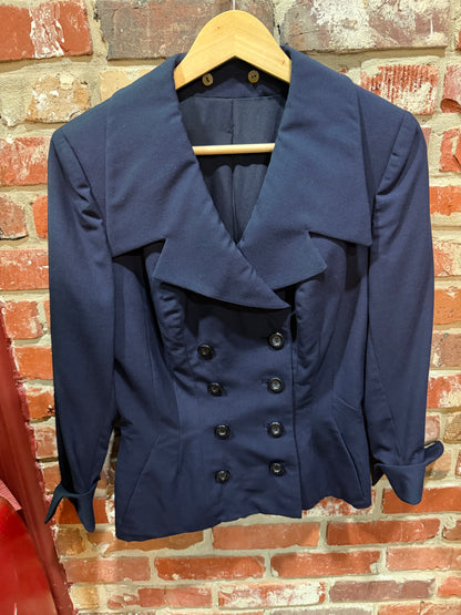 Paul Parnes Sculptural Navy Double Breasted Jacket