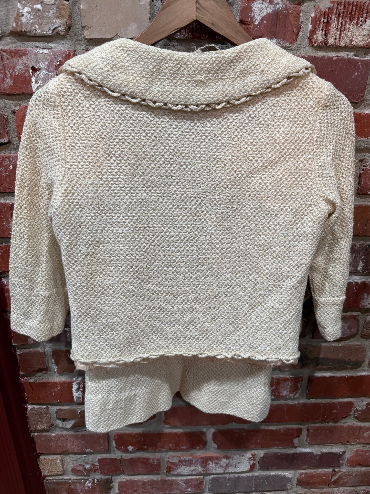 50s Creme Knit Cardigan/Skirt Set