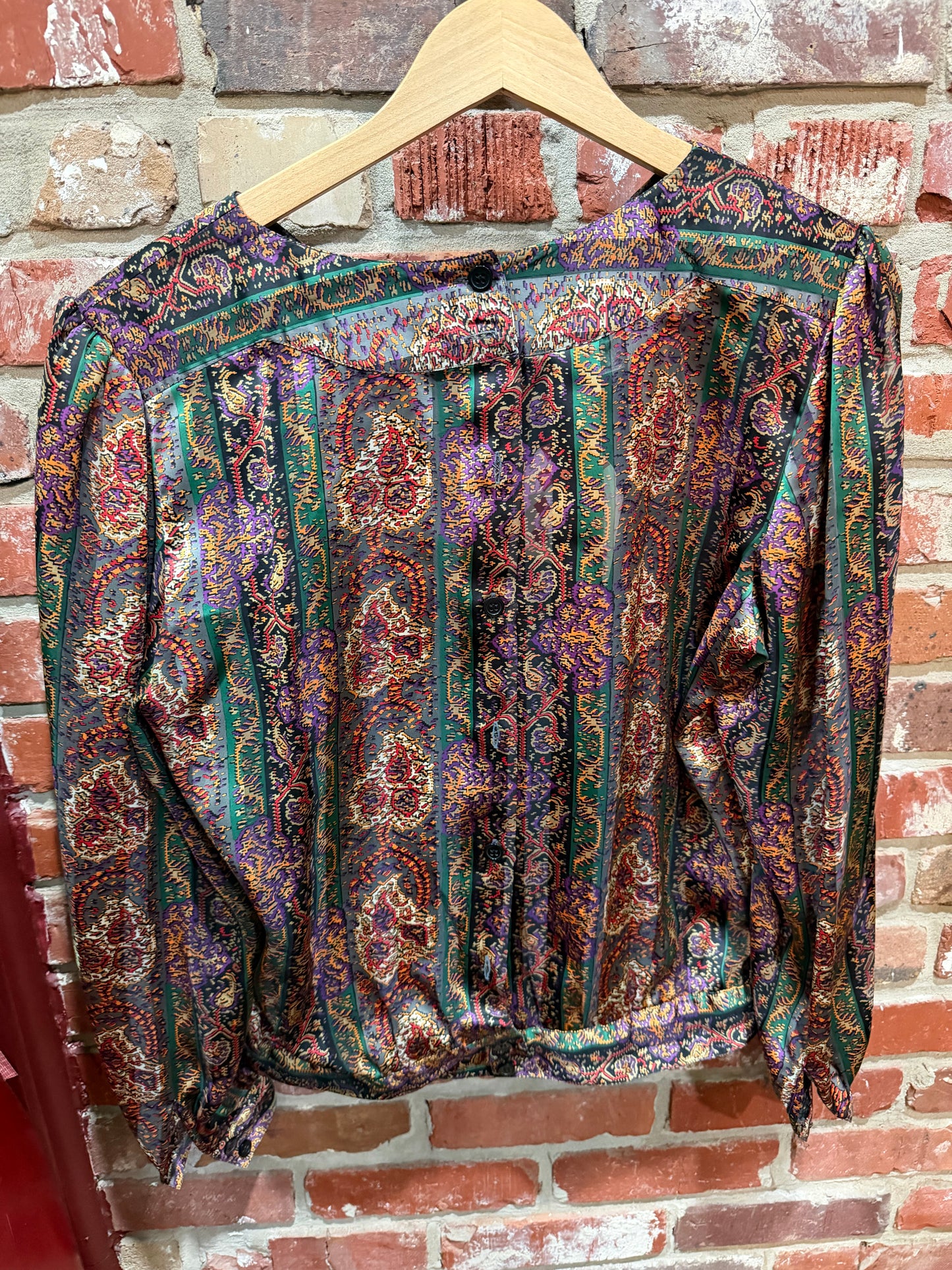 Le Chine Classic Jewel-Tone Paisley Blouse