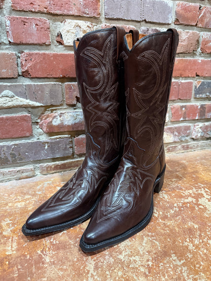 Dark Brown Flame Stitch Boots