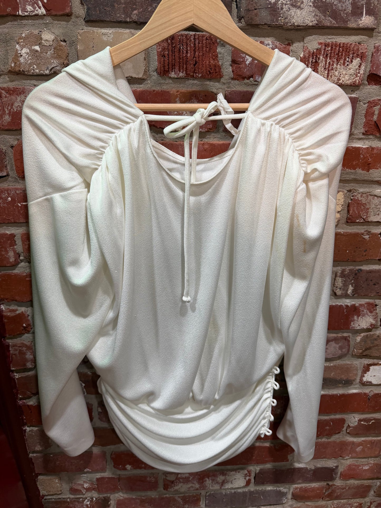 Caron Chicago Draped Cowl-Neck Runched Blouse