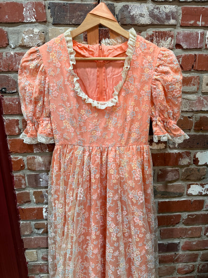 70s Floral Prairie Dress