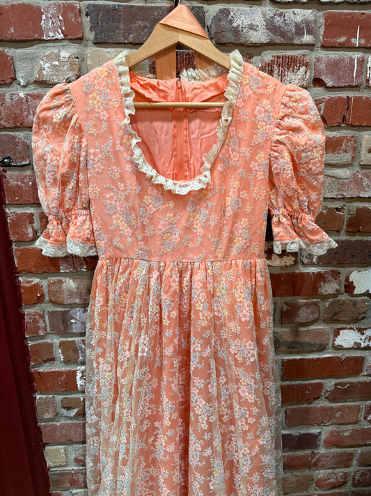 70s Floral Prairie Dress