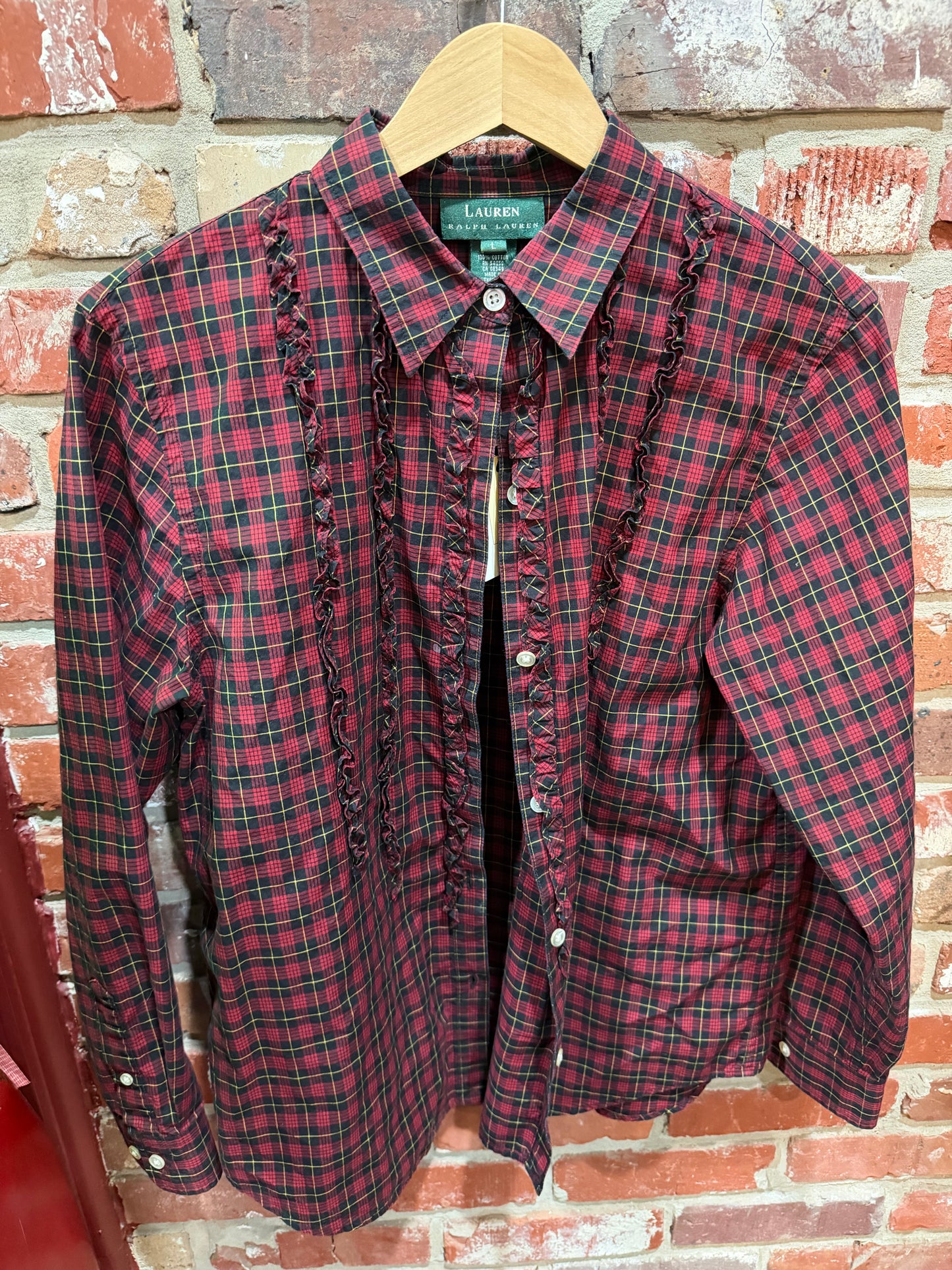 Lauren Ralph Lauren Plaid Ruffle-Front Blouse