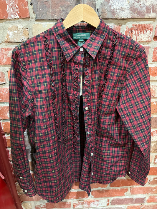 Lauren Ralph Lauren Plaid Ruffle-Front Blouse