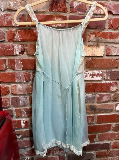 Power Blue Floral Lace Slip
