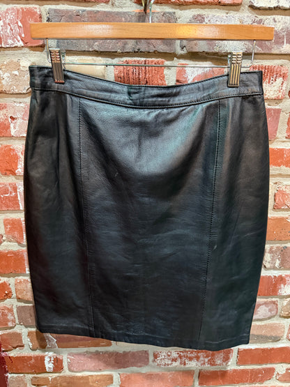 Romagroli Black Leather Skirt