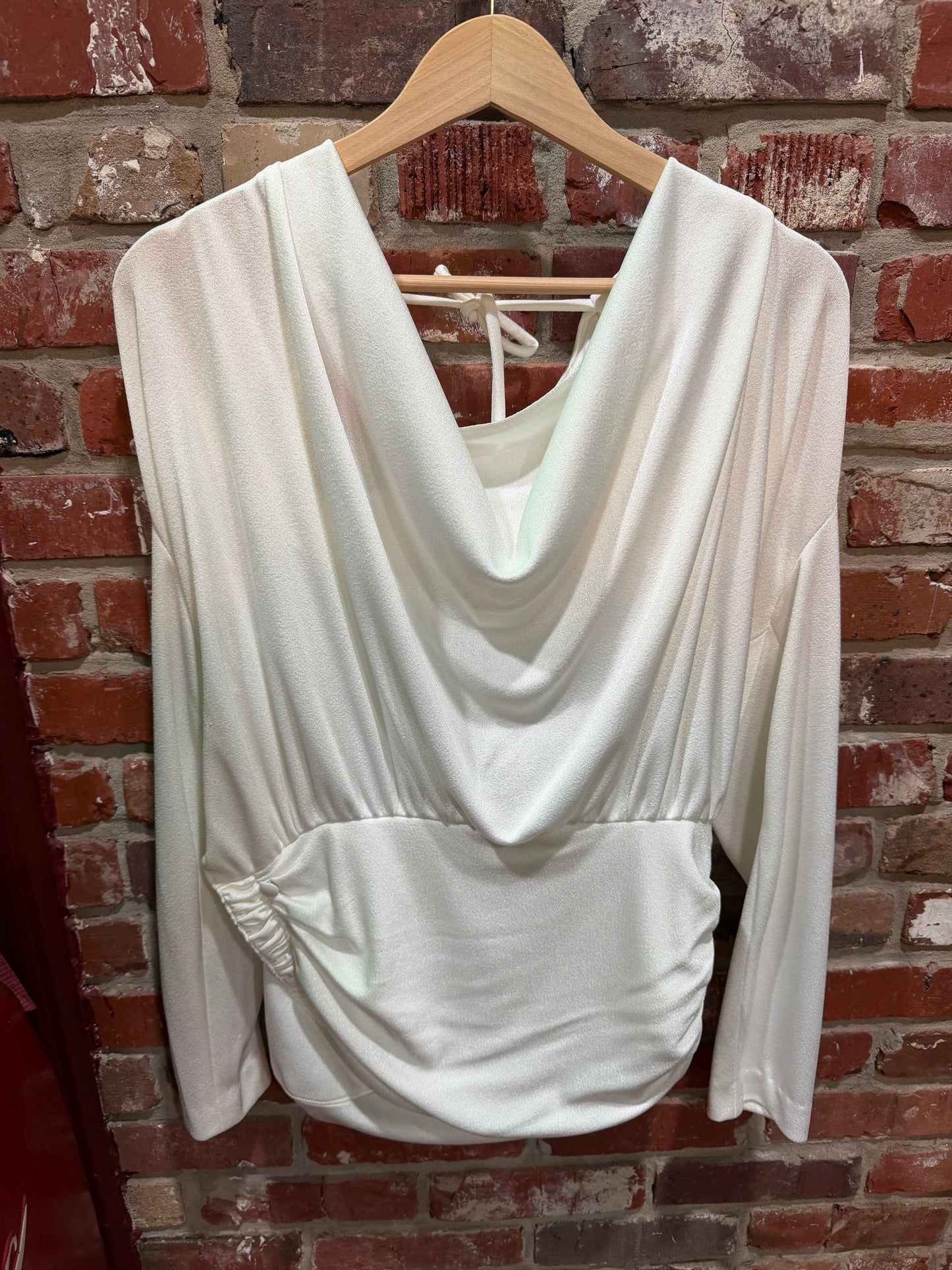 Caron Chicago Draped Cowl-Neck Runched Blouse