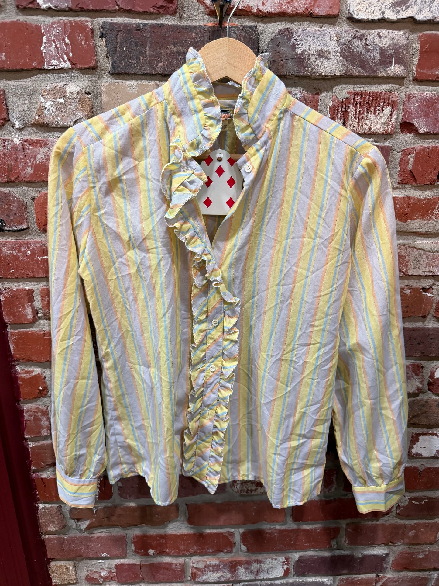 70s Top This Yellow Ruffle Blouse