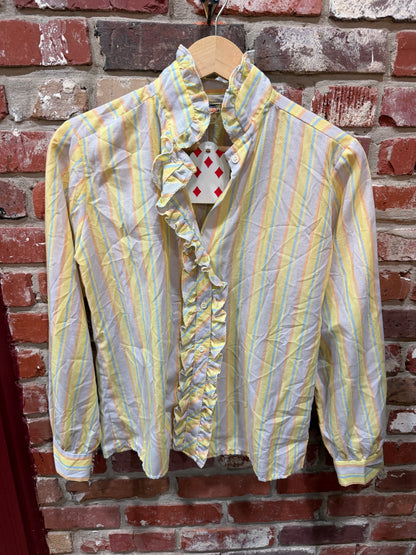 70s Top This Yellow Ruffle Blouse