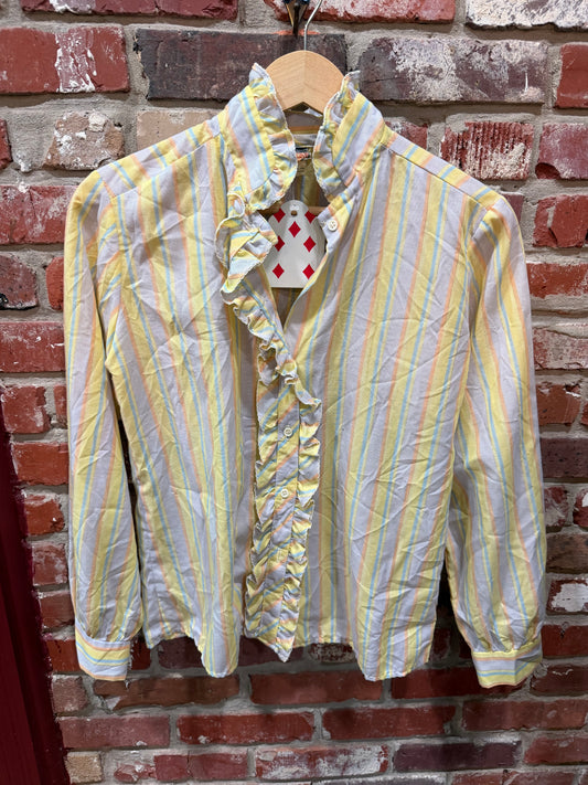 70s Top This Yellow Ruffle Blouse