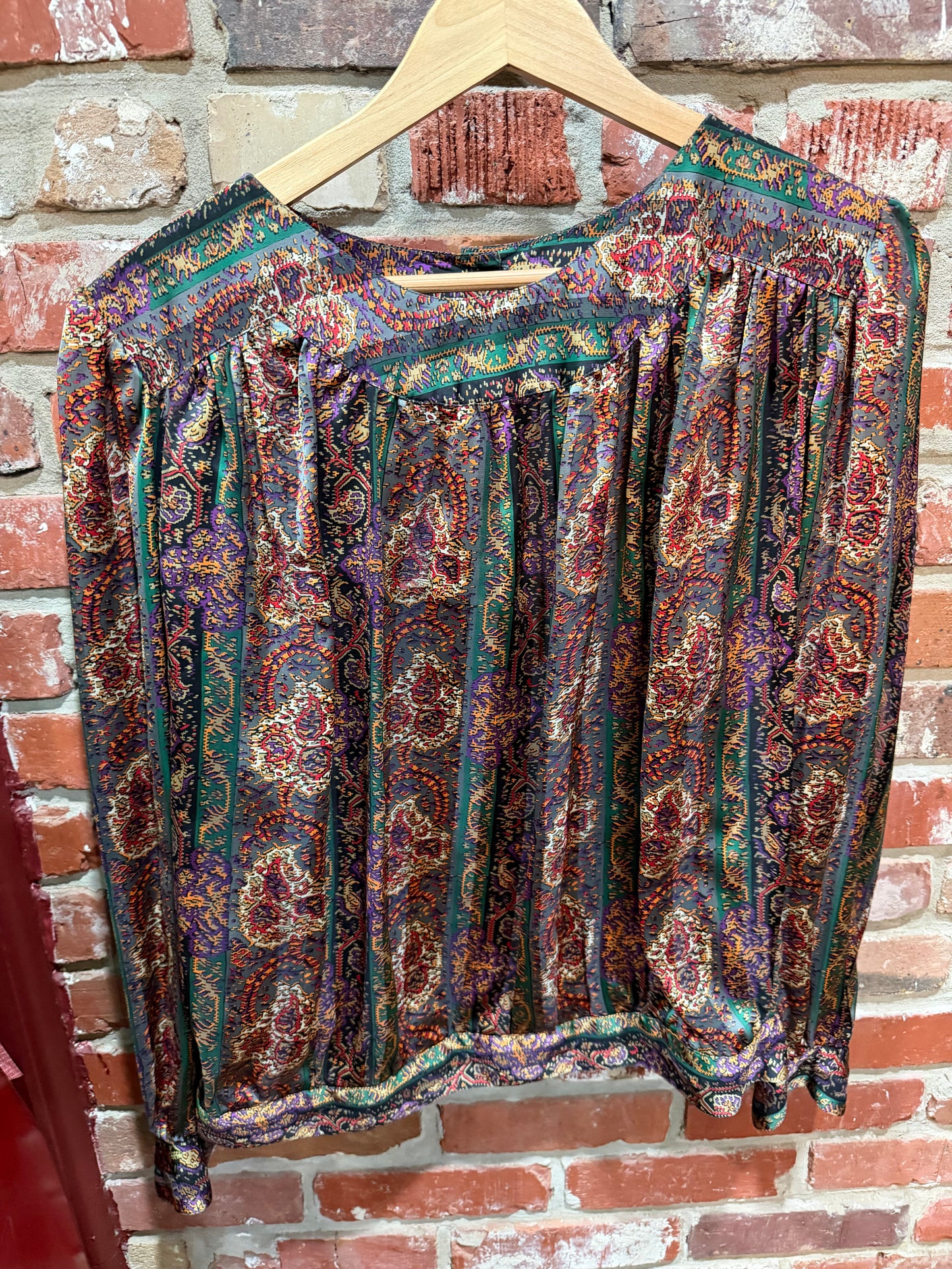 Le Chine Classic Jewel-Tone Paisley Blouse