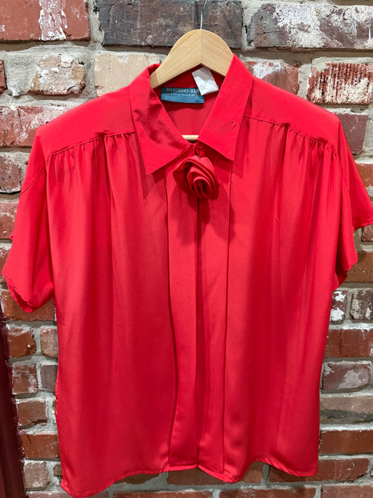 Haberdas Her Red Rose Blouse