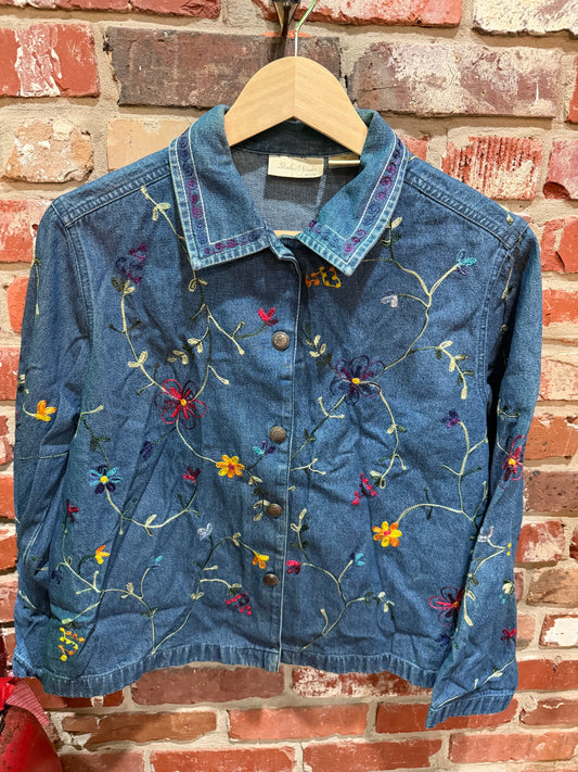 Studio Works Floral Embroidered Denim Jacket