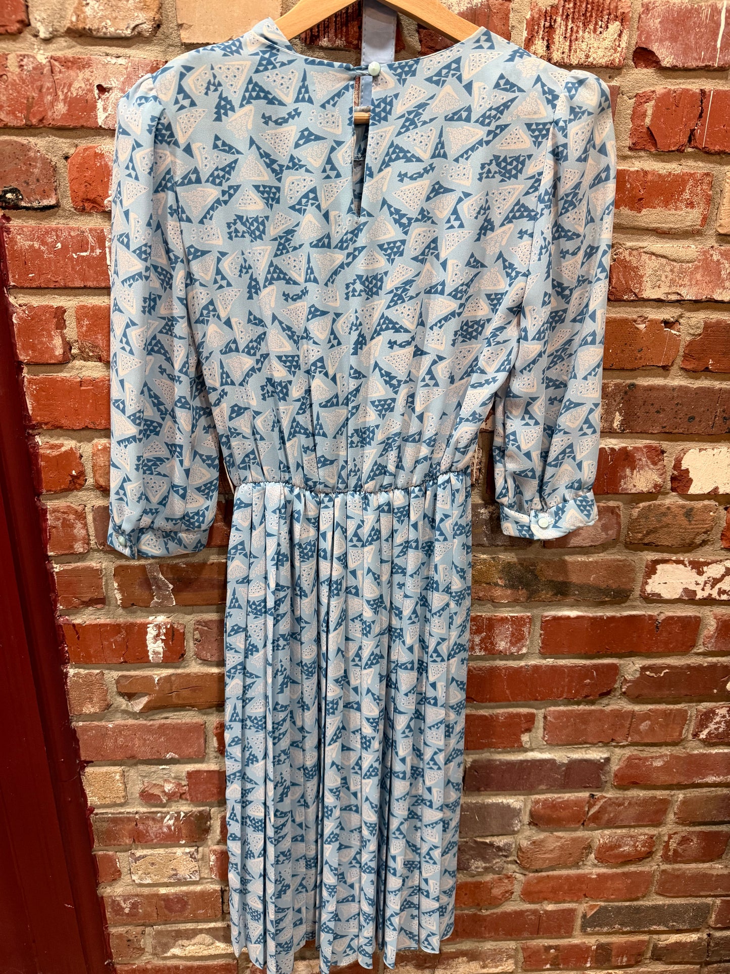 Powder Blue Geometric Print Day Dress