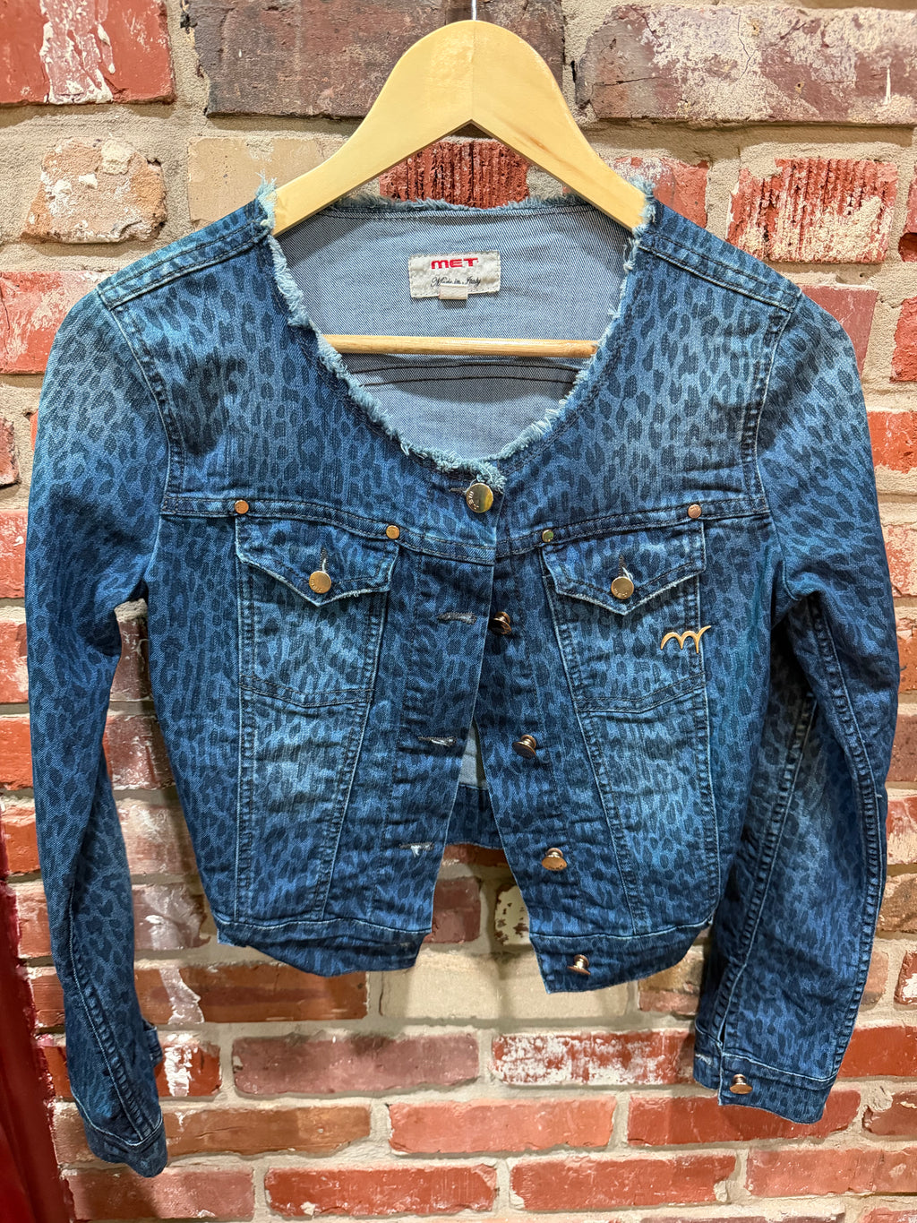 MET Leopard-Print, Cropped Denim Jacket