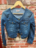MET Leopard-Print, Cropped Denim Jacket