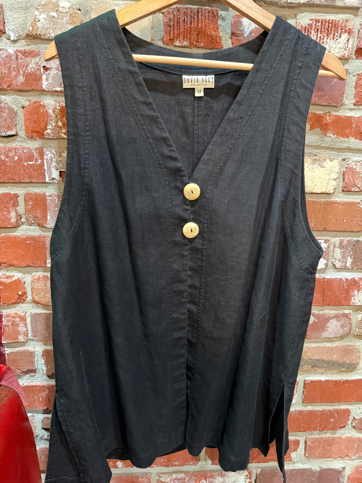 David Dart Black Linen Vest