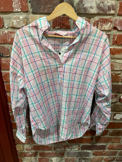Lisa Dale Pink Plaid Button Down