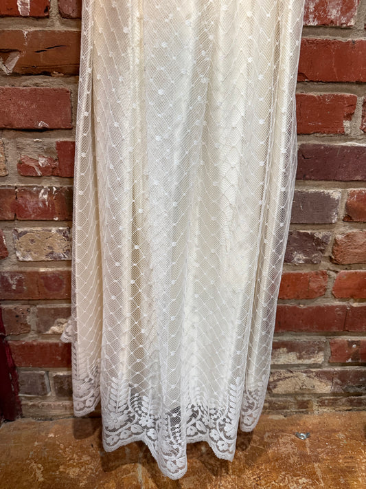 70s White Formal Occasion Dress with Bow