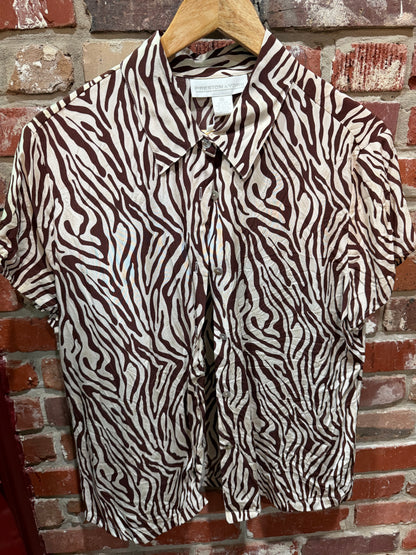Preston & York Brown Zebra Print Shirt