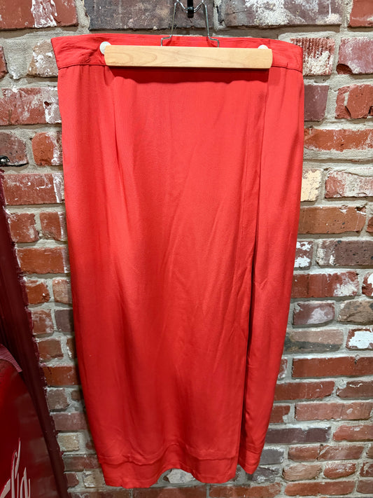 Red-Orange Silk Skirt